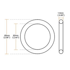 65mm x 1.5mm Rubber O-rings NBR Heat Resistant Sealing Ring Grommets