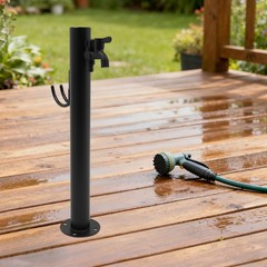 2-Outlets Water Column Faucet Floor Mount Column Outdoor Faucet Garden Faucet