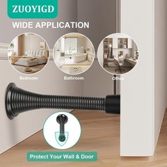 6 Pack Black Spring Door Stops, 3-1/4″ Heavy Duty Wall Mount Door Stoppers, F…