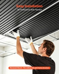 VEVOR 24 x 48 in PVC Ceiling Tiles 12-Pack 3D Black Linear Slat Panels for Home