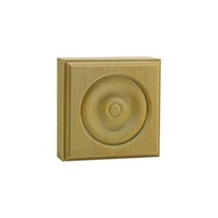 EWAP30 Rosette Casing Corner Block 1″ x 3″ Square, Unfinished Solid Hardwood Tri