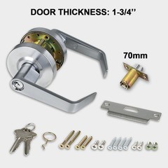 Heavy Duty Commercial Door Handle Lock Satin Chrome ADA Fire Rated Grade 2