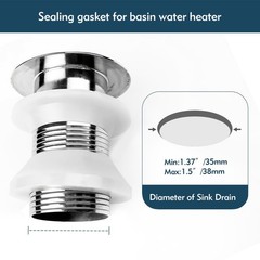 Tzwhwcx Drainage Seal, 2 Sets Universal Basin Drain 2.24 inches, White-2