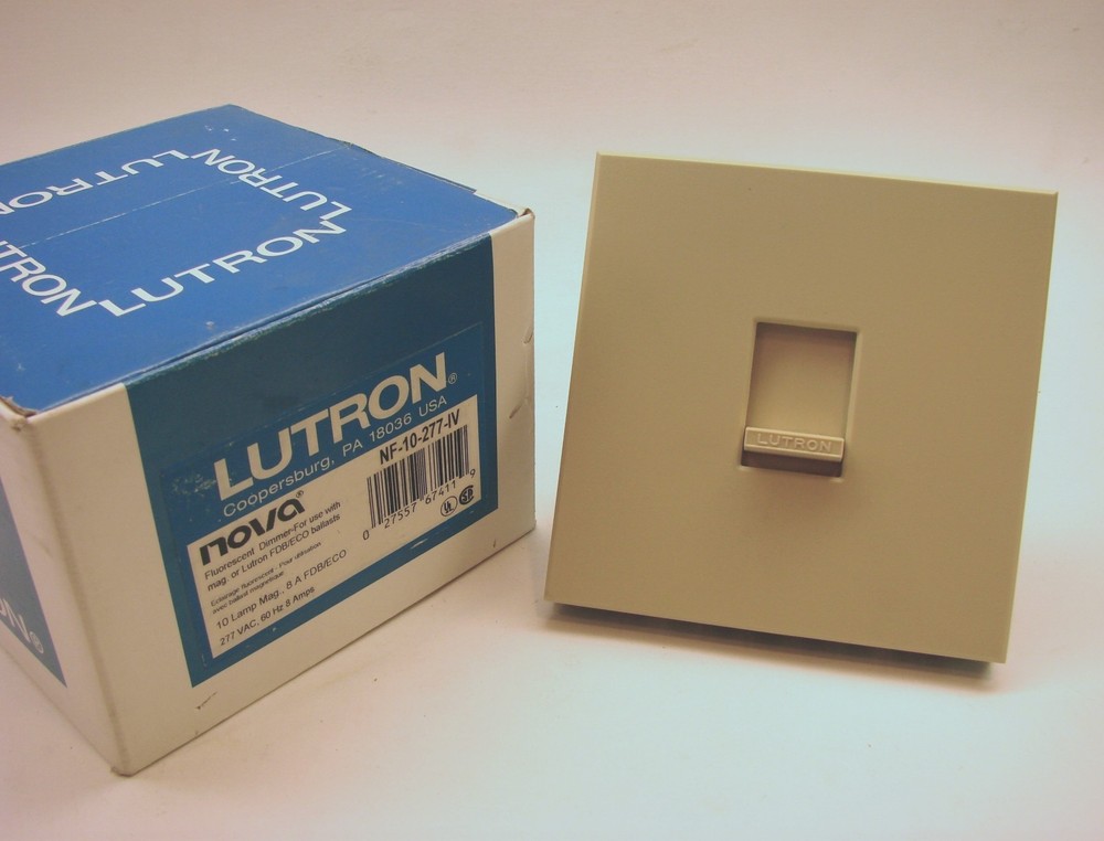 Lutron NF-10-277-IV Nova-T® Control Fluorescent Slide-To-Off Dimmer Ivory b52
