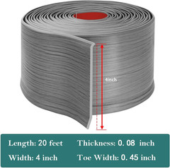Flexible Baseboard Molding Trim 4 Inch X 20 Feet Self-Adhesive Vinyl Wall Base P