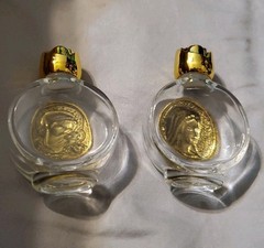Lot of 2 – Holy Water Jesus Glass Bottle Religious Bottle Christian Bottle