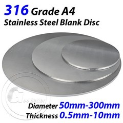 A4 STAINLESS STEEL BLANK DISC 0.5mm-10mm Grade 316 Laser Cut Round Sheet Plate