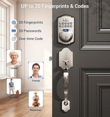 Fingerprint Door Lock Set Keyless Entry Keypad Deadbolt Auto Lock Satin Nickel