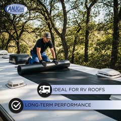 ANJON EPDM Roofing Rubber 10′ x 25′ | 60 Mil Roof Membrane for Flat Roof, RV