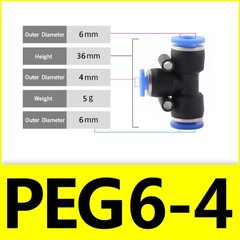 Pneumatic Straight Hose Tube Inline Push Fit Connector Air Line Tee T piece 3Way