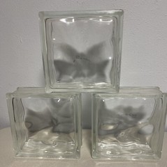 3 Pittsburgh Corning Decora Glass Block 8x8X3″ New Wavy Brick NOS USA VTG Lot