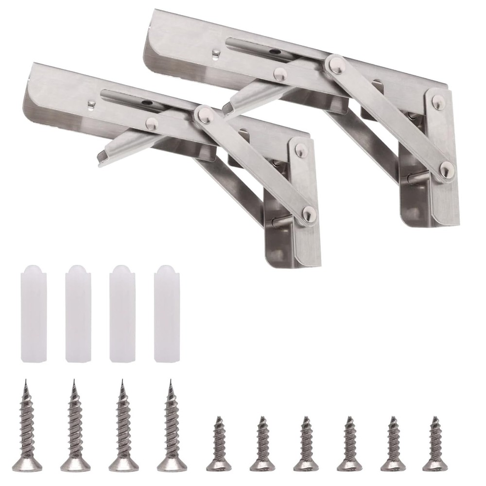 Folding Shelf Brackets 6 Inch, Heavy Duty Stainless Steel Folding Brackets, C…