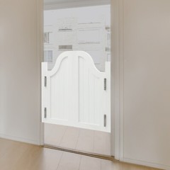 White Swing Solid Wood Door Elegant Pine Wood Partition Door for Shop Entrance
