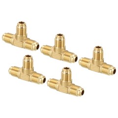 5Pack 1/4″ x 1/4″ x 1/4″ Brass Pipe Fitting Flare Tee Tube Fitting Pipe Adapter