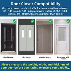 143Lbs Door Closers Heavy Duty Residential Grade 3 Spring Hydraulic Door Closer