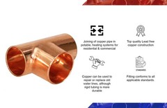 Supplygiant Ddsu1210-5 Pack Of 5 Reducing Tee Copper Fittings Sweat Ends 1/2 X