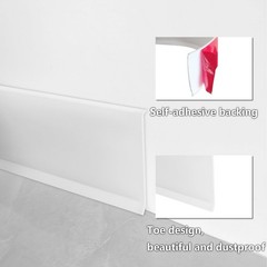 Flexible Baseboard Molding Trim 4Inch x 20Feet White Vinyl Wall Base Self-Adh…