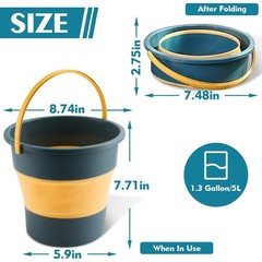 Collapsible Bucket 3PCS 1.3 Gallon/5L Small Plastic Household Cleaning Mop Bu…