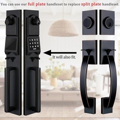 Electronic Door Lock Keypad Smart Handleset Door Adjustable210-250mm Matte Black