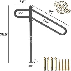 Smqljxc 28-8.5 L X 35.5 H Single Post Wrought Iron Handrails For Outdoor 1-3