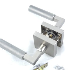 One Asidrama Brushed Satin Nickel Privacy Door Lever Handles for Interior Door