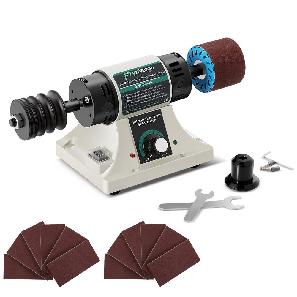 Leather Burnishing Machine with 12pcs Sanding Sleeves Adjustable Speed Burnisher