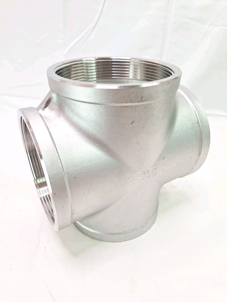 Stainless Steel 4 Way Pipe Fitting 4″ x 4″ x 4″ x 4″ NPT Female Fittings