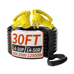 PlugSaf NEMA 14-50P/14-50R 30 FT 50 Amp RV/EV Extension Cord Outdoor with Gri…