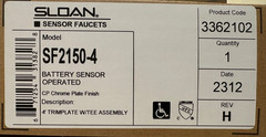 SLOAN SF2150-4 BATTERY OPERATED AUTOMATIC FAUCET FOR 4″ OR SINGLE HOLE MOUNTING