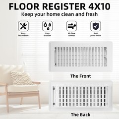 Floor Register 4×10, 4 Pack Vent Covers for Home White-4Pack