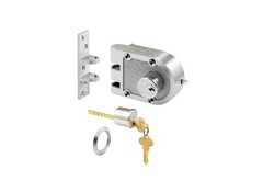 Bronze Deadlock – 2 Cylinder – Flat Strike – Brushed Chrome (Single Pack)