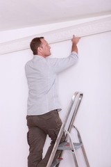 3in H x 1/2in Proj, Primed White Polymer Panel Moulding, 94-1/2in Long Pro Pack,
