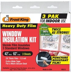Thermwell V83-3 3 Pack Film Window Insulation Kit – 42 x 42 x 62 in., Silver