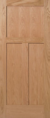 3 Panel Flat Mission Shaker Red Oak Solid Core Stain Grade Interior Wood Doors