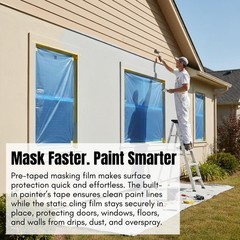 Pre-Taped Masking Film 35.4″ x 66′, Pack of 2 – 35.4 Inches X 66 Feet, BLUE