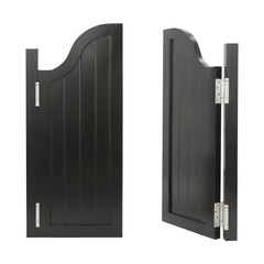 2 Doors Black Swing Solid Wood Door 180?? Partition Door w/ 4 Hinges for Shop US