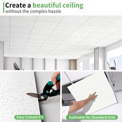 Art3D 24X24 Stucco Printed Drop Ceiling Tiles 2X2Ft Decorative Pvc Ceiling