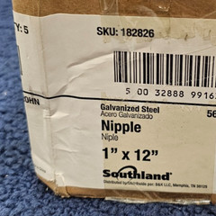 Southland 565-120HN Galvanized Steel Nipples 1″ x 12″