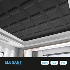 Black 12-Pack 2×2 ft Drop Ceiling Tiles PVC 24×24 Inch Panels