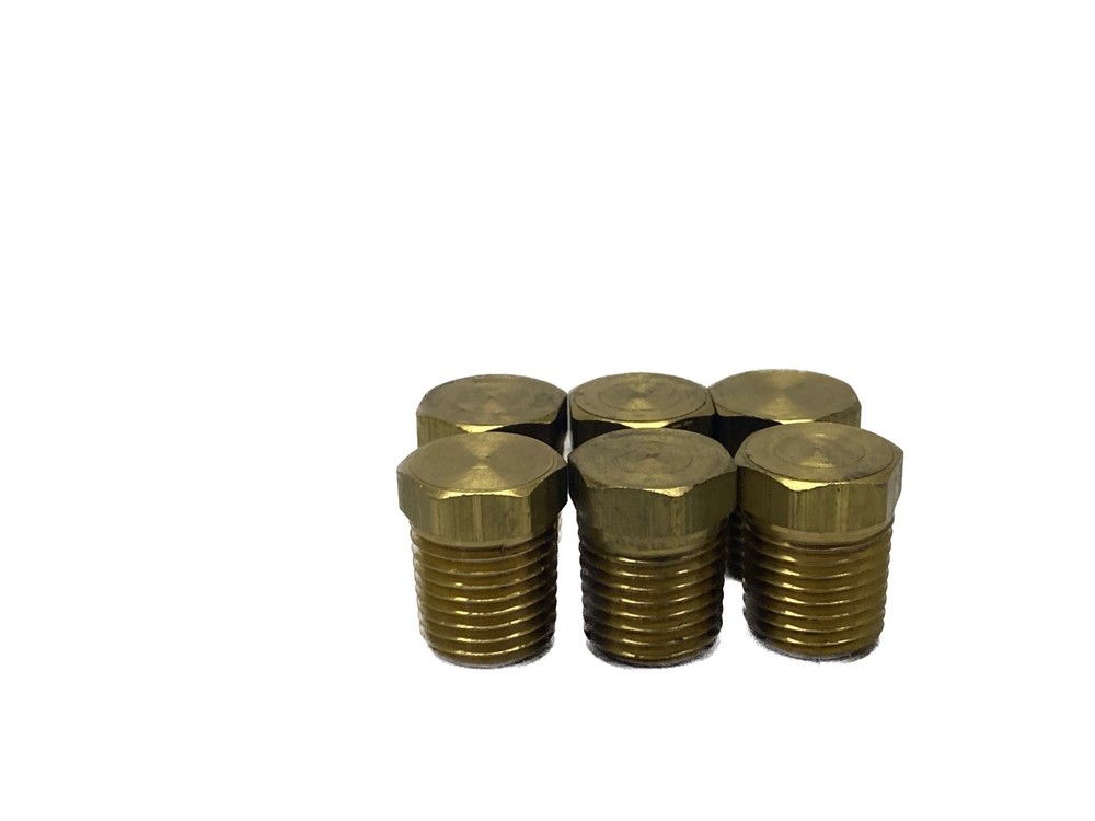 (6) NEW OLD STOCK Parker 1/4” MNPT Brass Hex Head Pipe Plug 218P-4