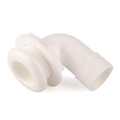 T-H Marine Thru-Hull Fitting – 90 Degree Elbow, 1-1/8 Inch Hose Short, White
