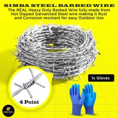 25 FT Roll of Real Barbed Wire Fence | 4 Point | 16 Gauge 25 FT, Silver