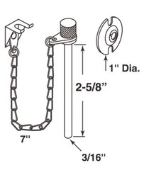 2 PACK Prime-Line MP4011-2 Sliding Door Steel Locking Pin With Chain S4011 NEW