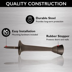 10-Pack Solid Steel Door Stops with Soft Rubber 10 Pack, Oil Rubbed Bronze
