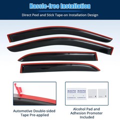 Smoke Tinted Tape-On Side Window Visors 4-PC for 2003-2007 Honda Accord 4-Door