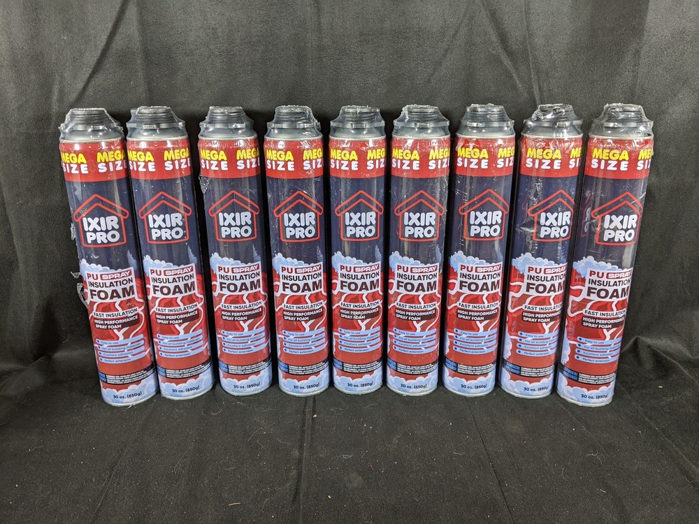 Ixir Pro PU Spray Insulation Foam 9 pack x 30 oz. 850g Cans Nozzles not Included