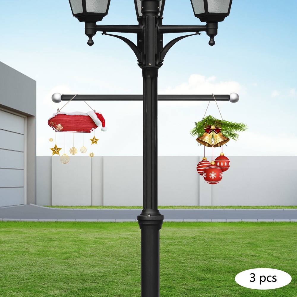 3 Pcs Modern Cross Arm Ladder Rest For Outdoor Lamp Posts And Poles Black