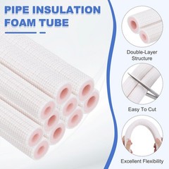 HVAC Copper Pipe Insulation Foam Tube 1/4″ 1/2″ ID Pipes, 15ft, White/Pink
