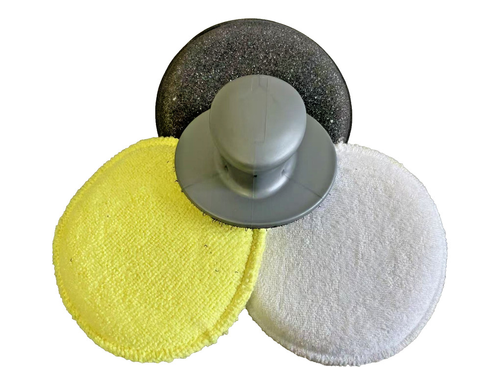 3Pc Polishing Pad w/ Interchangable Hook&Loop Plastic Handle