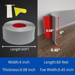 Coukiu Flexible Baseboard Molding Trim 4 Inch X 60 Feet Self-Adhesive Vinyl